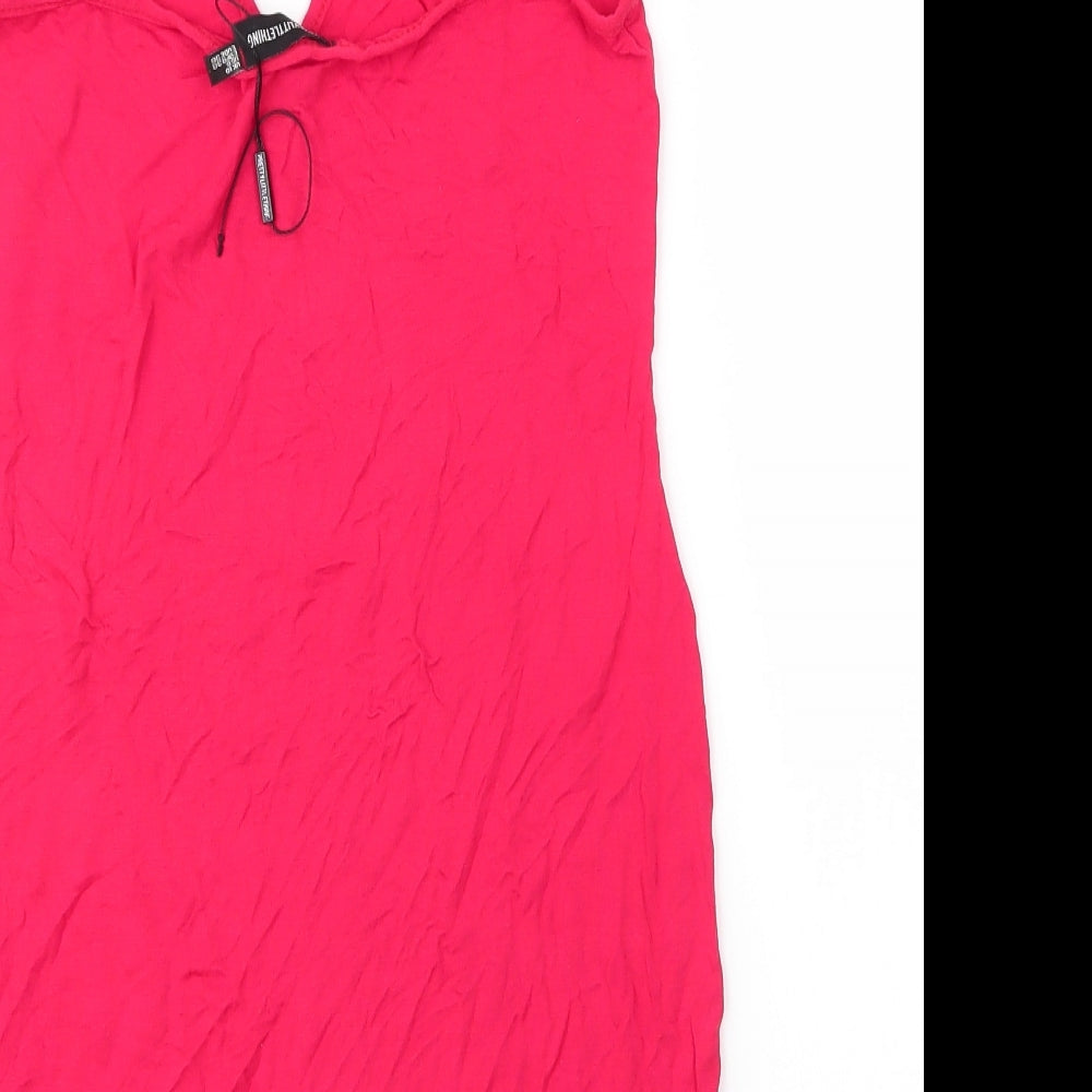 PRETTYLITTLETHING Womens Red  Viscose Camisole Blouse Size 10 V-Neck