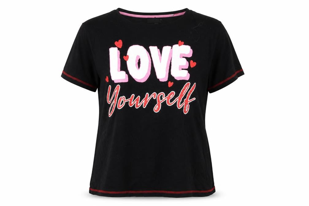 Studio Sleepwear Womens Black Solid Cotton Top Pyjama Top Size 12   - love yourself