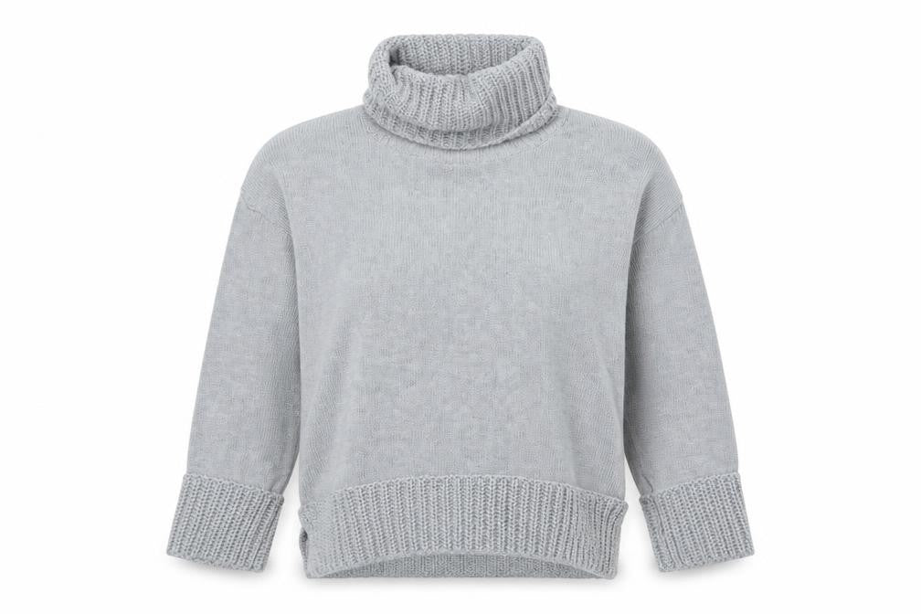 Marks and Spencer Womens Grey Roll Neck  Cotton Pullover Jumper Size 12