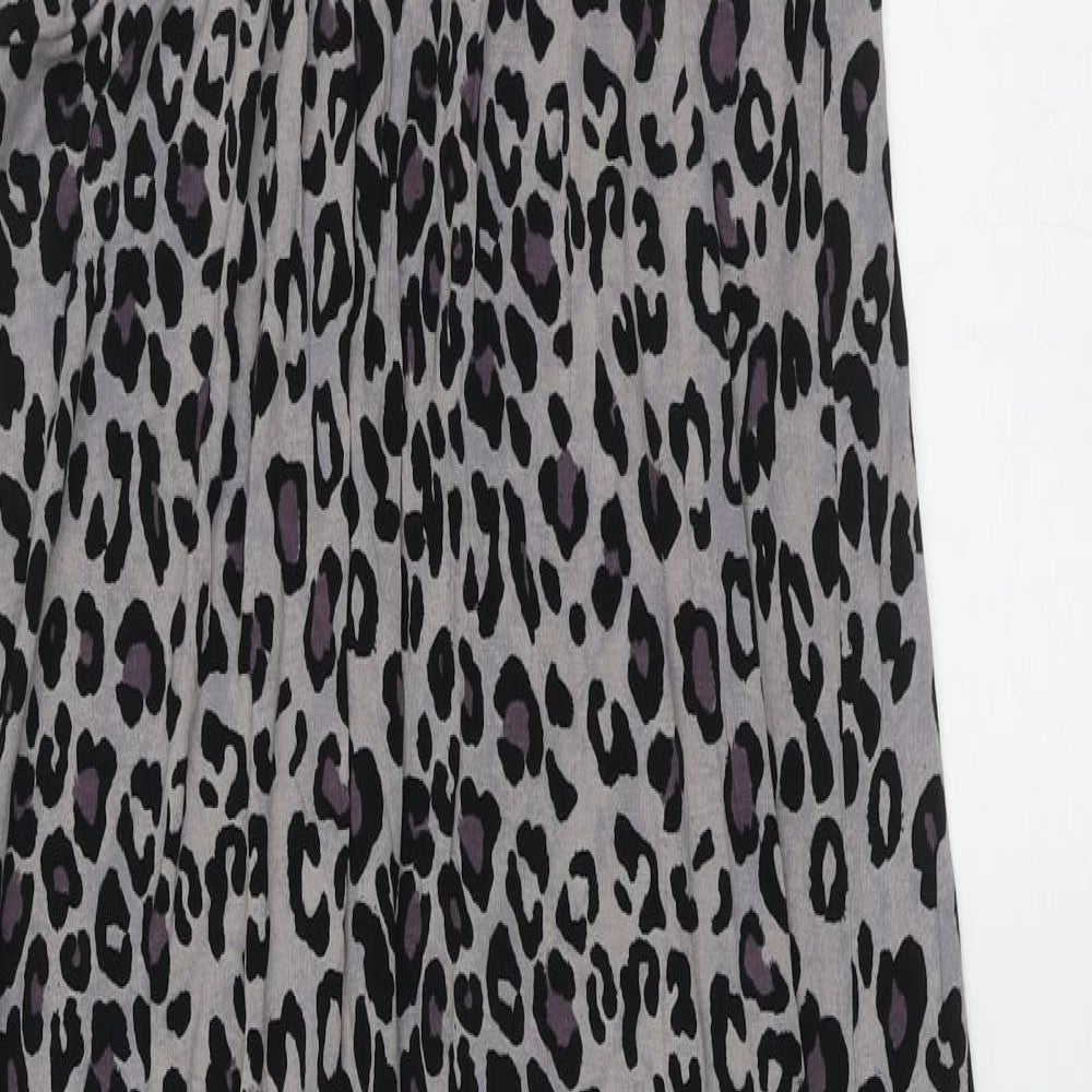 Oasis Womens Grey Animal Print Viscose Maxi  Size S  Round Neck  - beaded