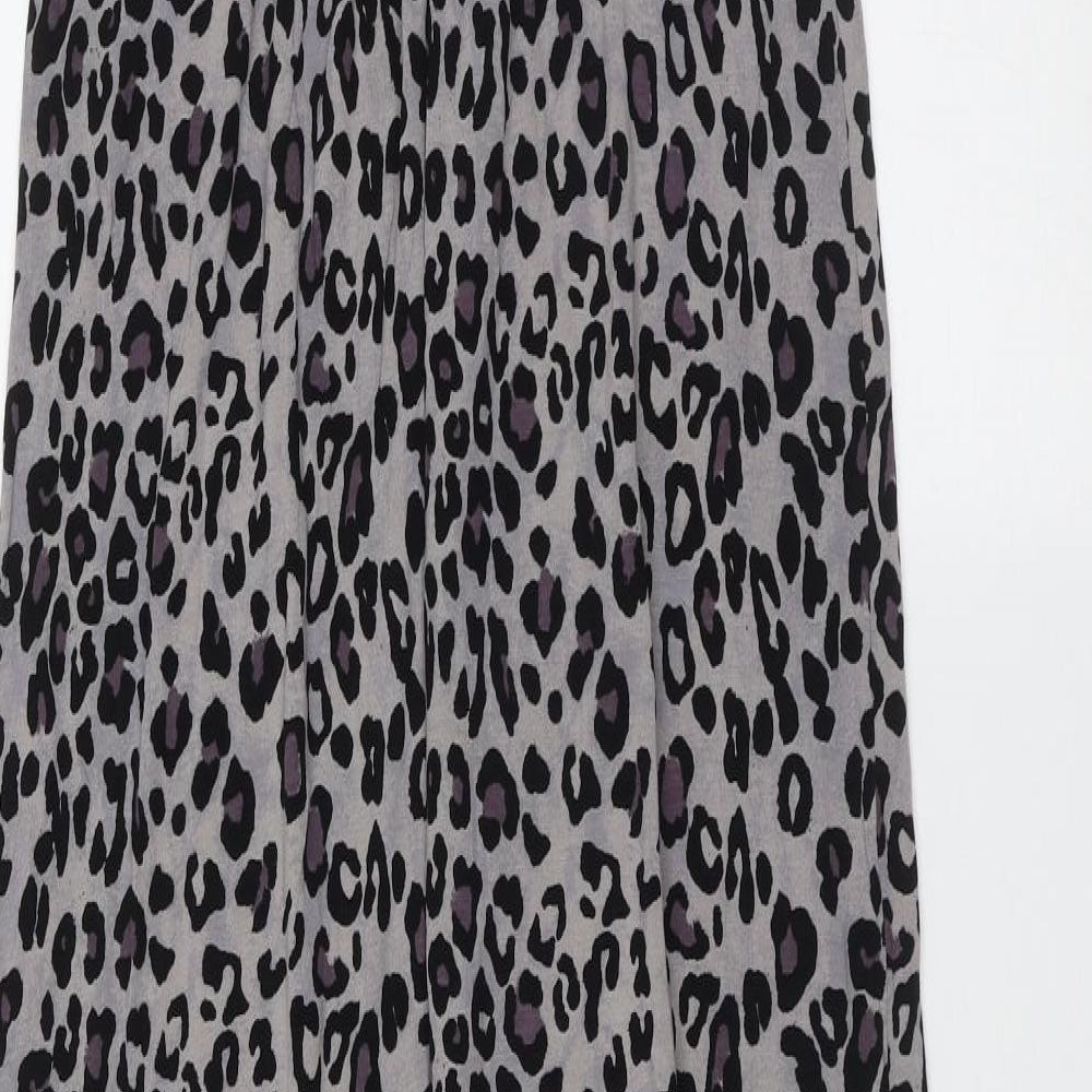 Oasis Womens Grey Animal Print Viscose Maxi  Size S  Round Neck  - beaded