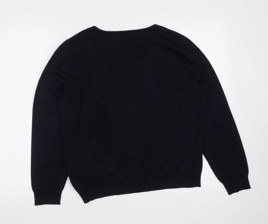 Galeries Lafayette Womens Blue Round Neck  Viscose Pullover Jumper Size M