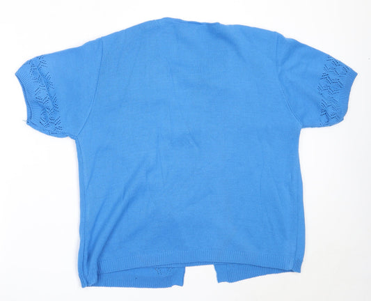 Florida Collection Womens Blue Round Neck  Acrylic Cardigan Jumper Size M