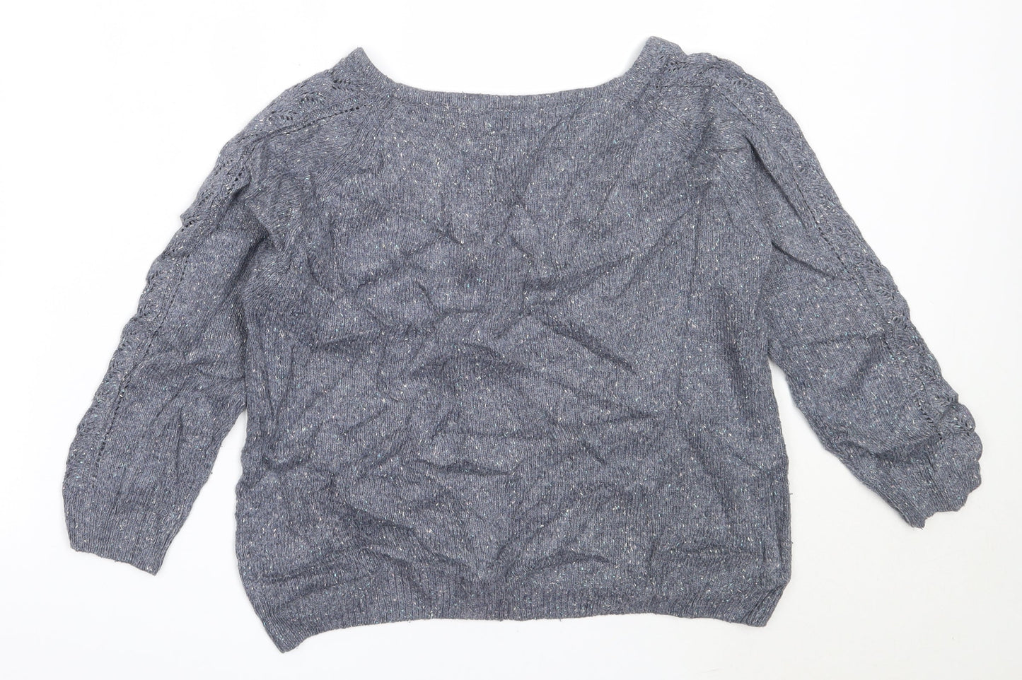 Marks and Spencer Womens Blue Round Neck  Acrylic Pullover Jumper Size 8