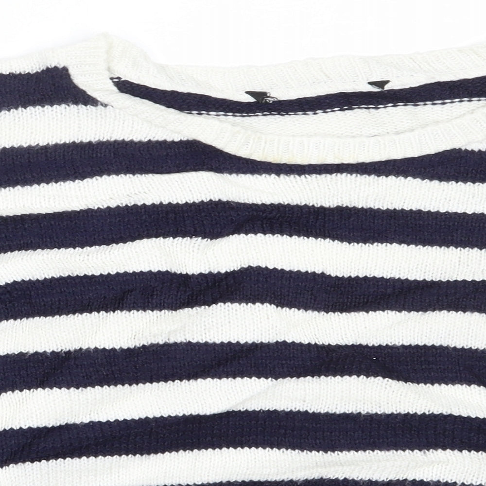 Dorothy Perkins Womens Blue Round Neck Striped Acrylic Pullover Jumper Size 12