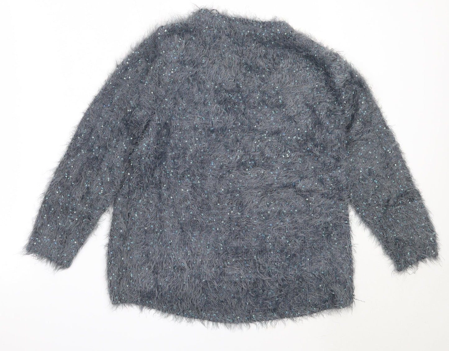 Marks and Spencer Womens Blue Round Neck  Polyester Pullover Jumper Size 8