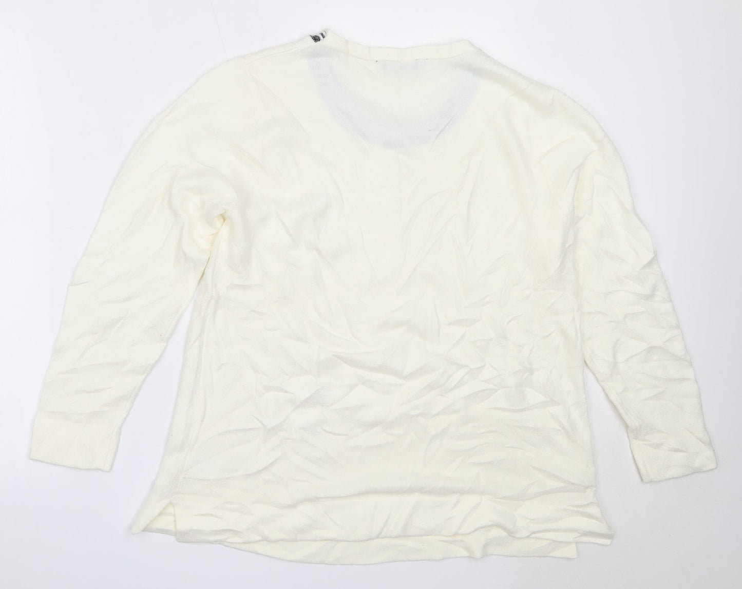TIGI Womens Ivory Round Neck  Acrylic Pullover Jumper Size 18