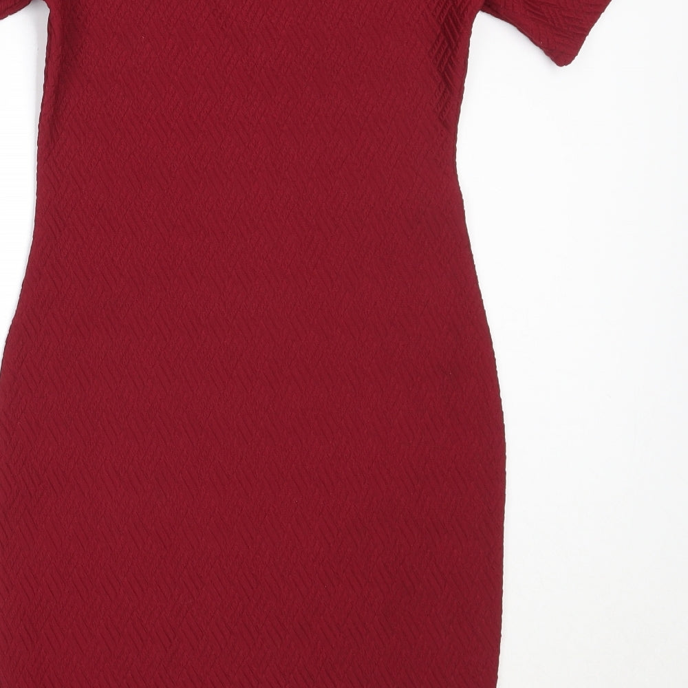 New Look Womens Red  Polyester Bodycon  Size 8  Off the Shoulder