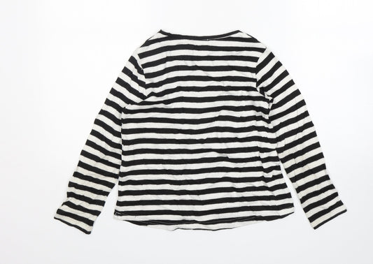 H&M Girls Multicoloured Round Neck Striped Viscose Pullover Jumper Size 7-8 Years