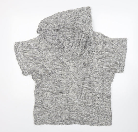 Marshmallow Womens Grey Roll Neck  Acrylic Pullover Jumper Size M