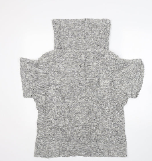 Marshmallow Womens Grey Roll Neck  Acrylic Pullover Jumper Size M