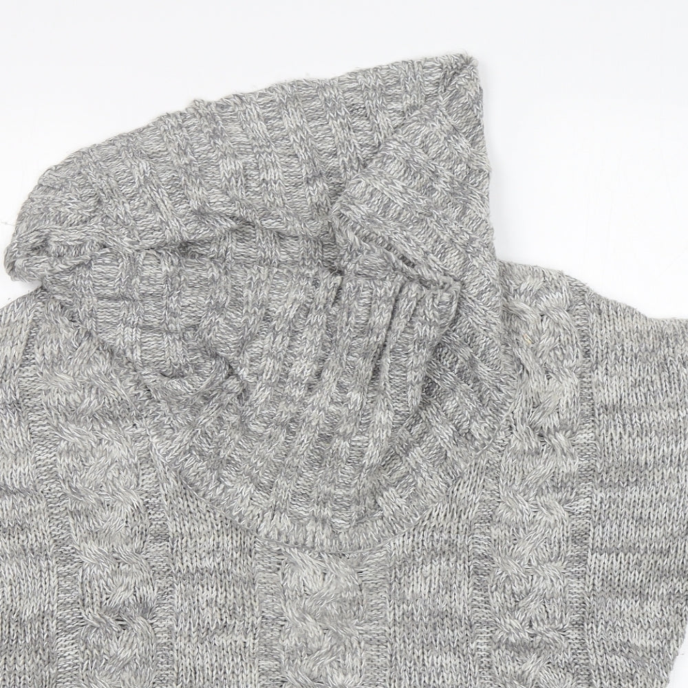 Marshmallow Womens Grey Roll Neck  Acrylic Pullover Jumper Size M