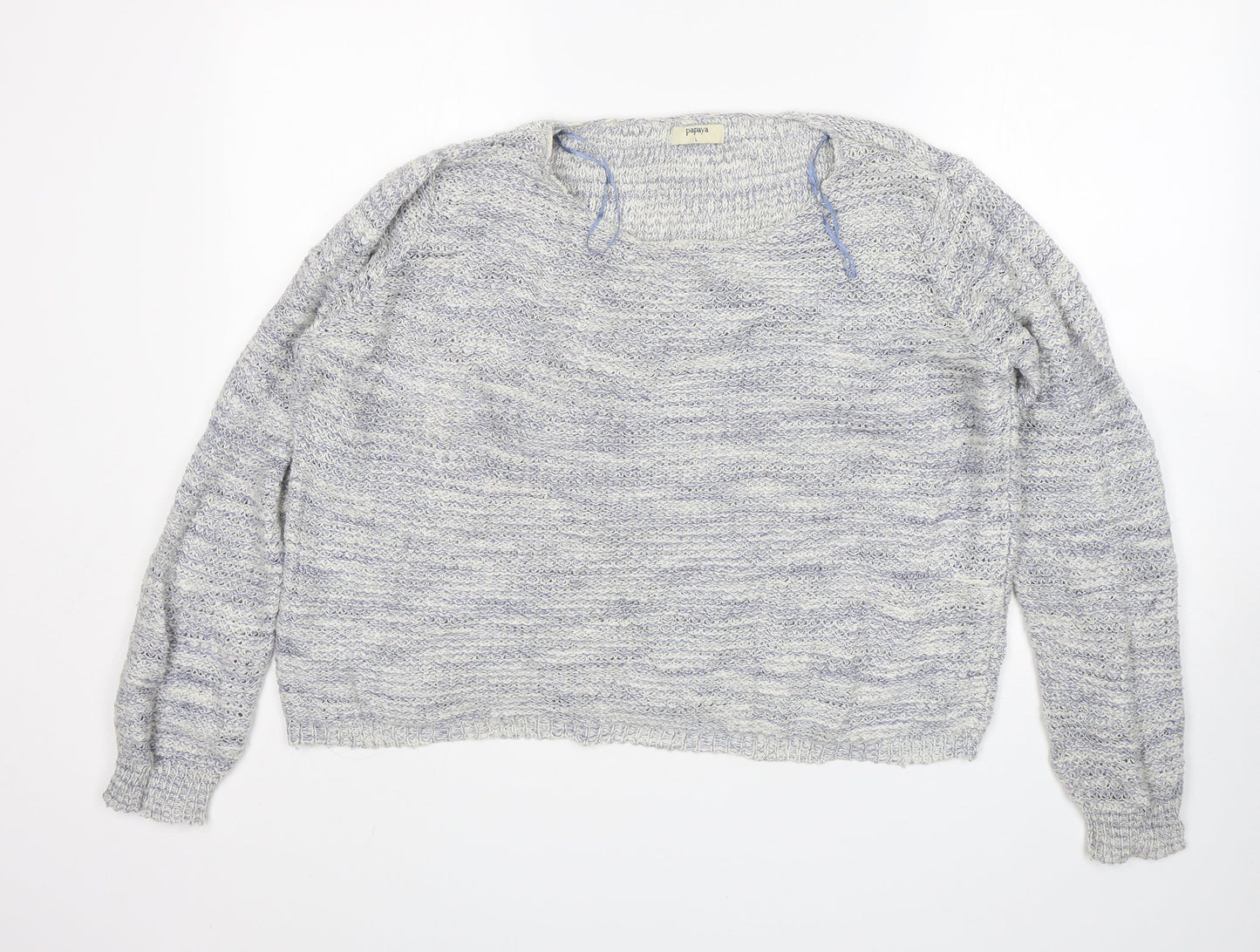 Papaya Womens Blue Round Neck  Acrylic Pullover Jumper Size L