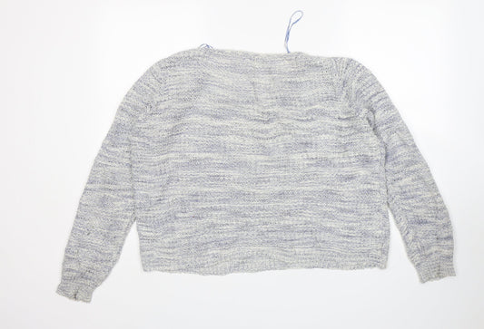 Papaya Womens Blue Round Neck  Acrylic Pullover Jumper Size L