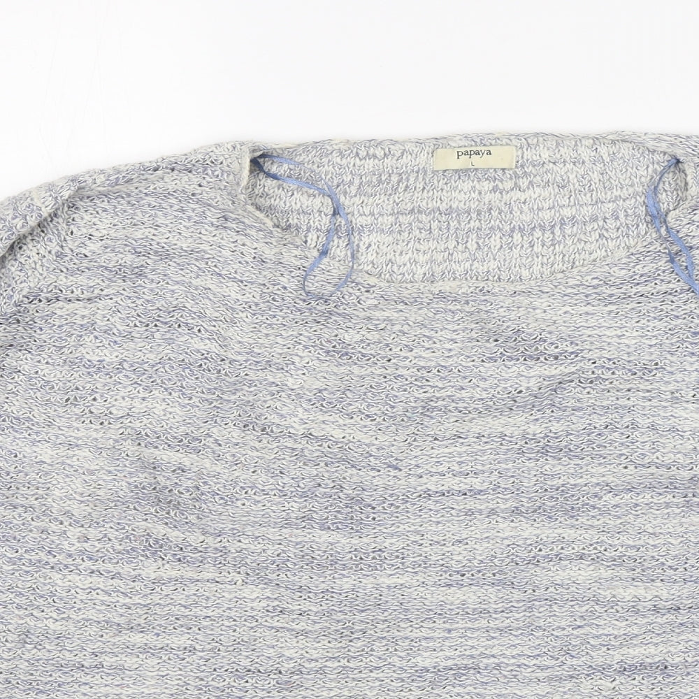 Papaya Womens Blue Round Neck  Acrylic Pullover Jumper Size L