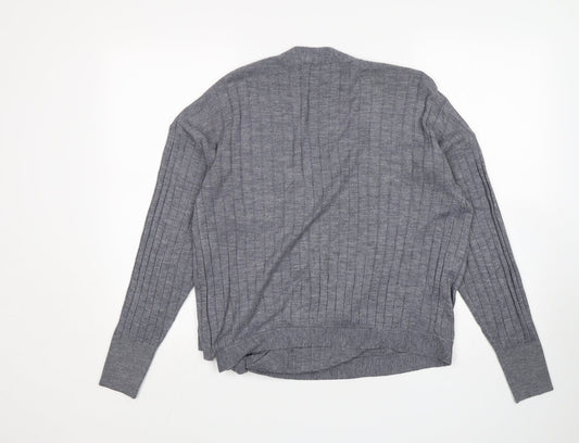 NEXT Womens Grey V-Neck  Acrylic Cardigan Jumper Size 10