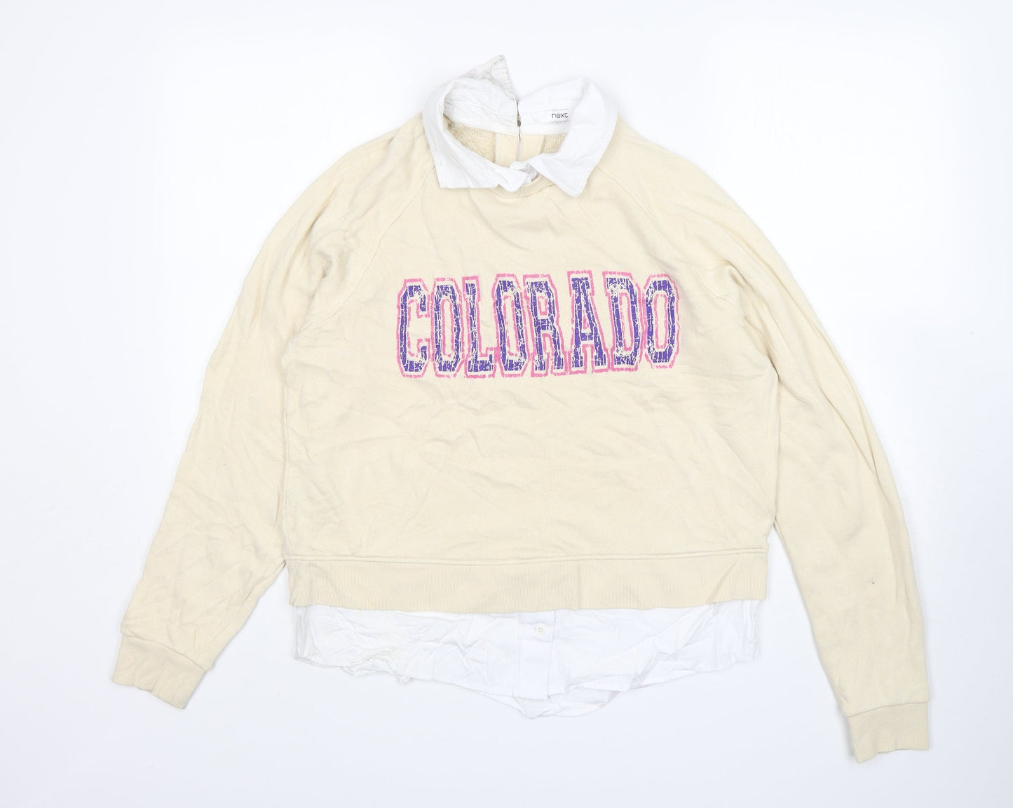 NEXT Womens Beige Collared  Cotton Pullover Jumper Size M