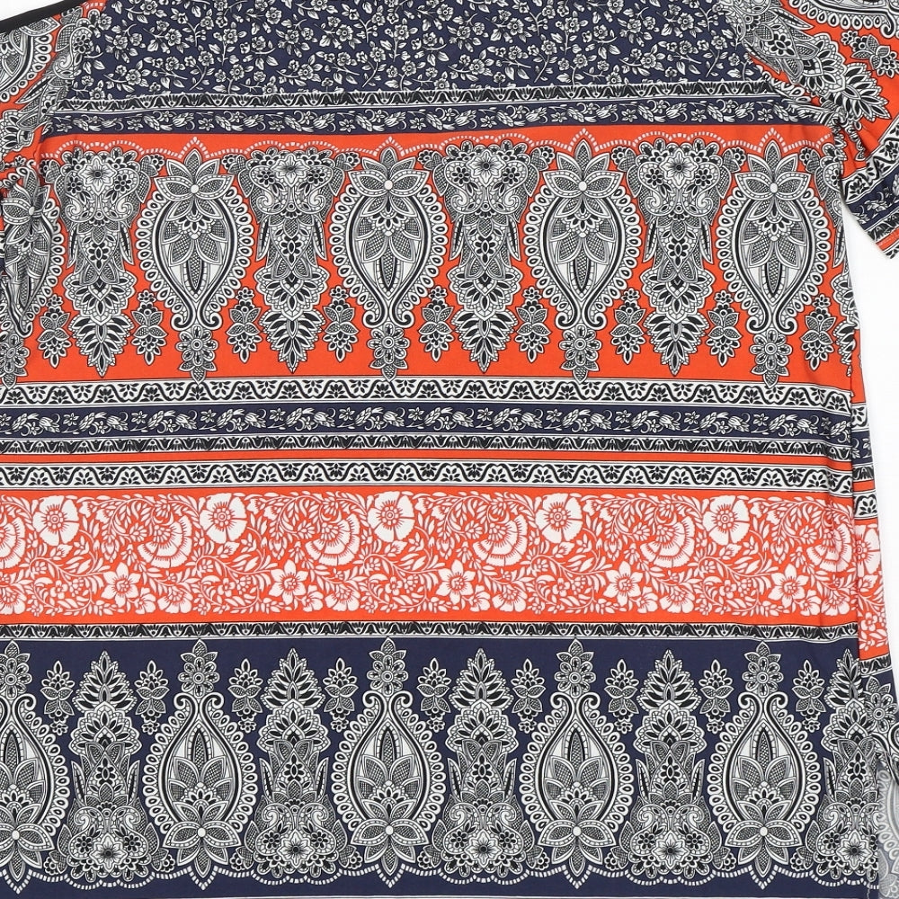 George Womens Multicoloured Paisley Polyester A-Line  Size 12  V-Neck