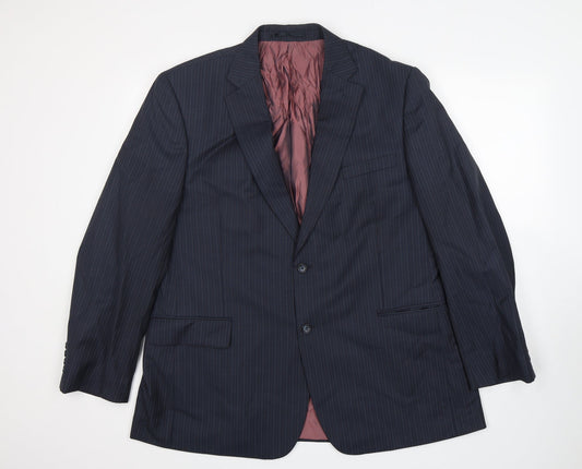 Brook Taverner Mens Blue Striped Wool Jacket Suit Jacket