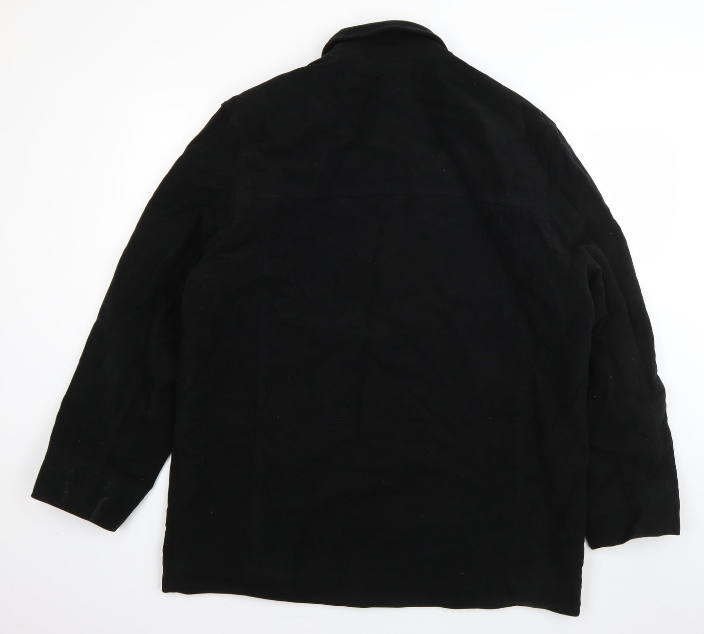 George Mens Black   Pea Coat Coat Size L  Button