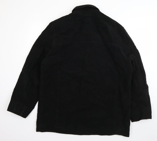 George Mens Black   Pea Coat Coat Size L  Button