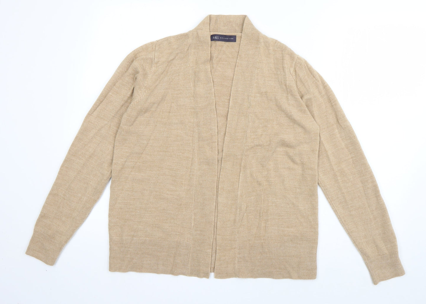 Marks and Spencer Womens Beige V-Neck  Acrylic Cardigan Jumper Size M