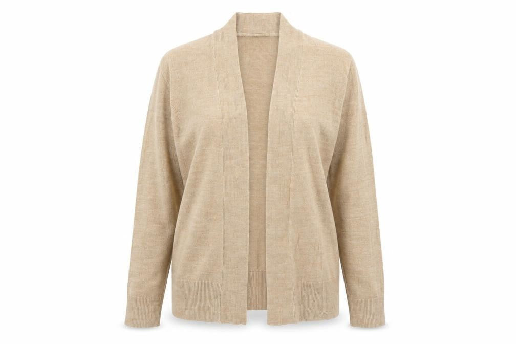 Marks and Spencer Womens Beige V-Neck  Acrylic Cardigan Jumper Size M
