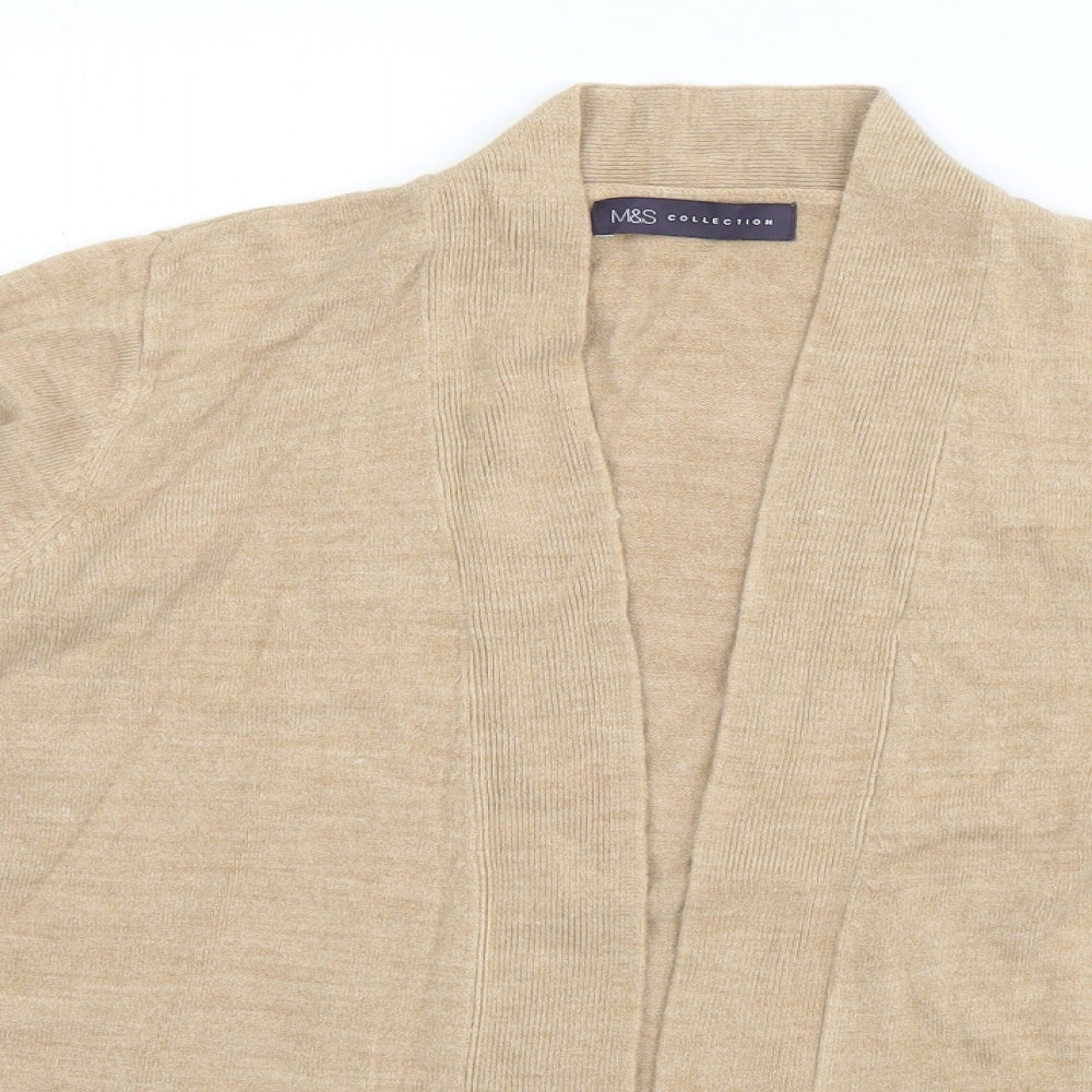 Marks and Spencer Womens Beige V-Neck  Acrylic Cardigan Jumper Size M