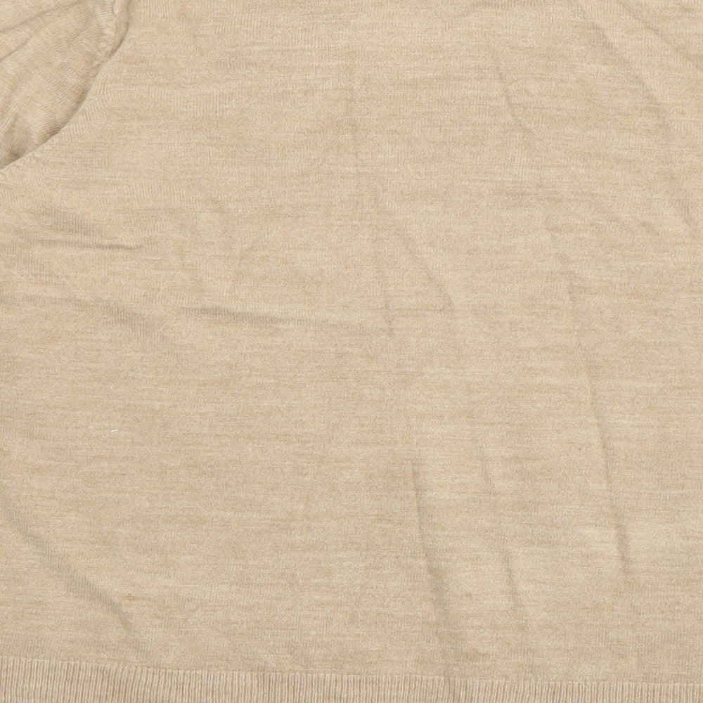 Marks and Spencer Womens Beige V-Neck  Acrylic Cardigan Jumper Size M