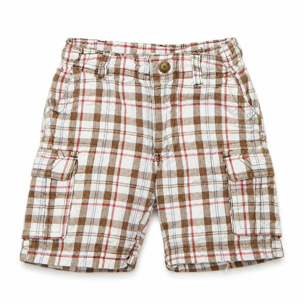 Timberland Boys Beige Plaid Cotton Cropped Trousers Size 18 Months  Pullover