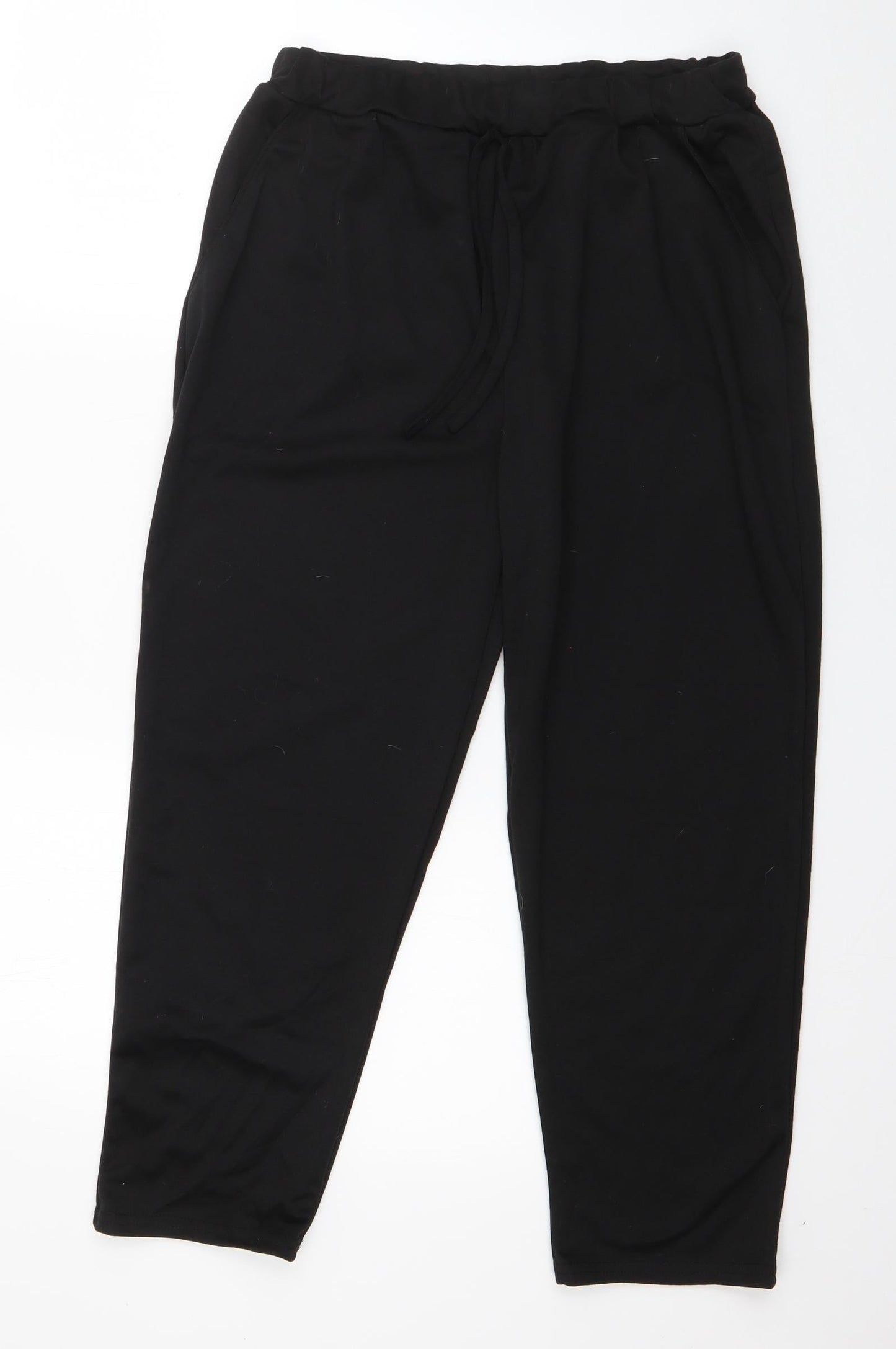 Preworn Womens Black  Polyester Jogger Trousers Size M L23 in Regular Drawstring