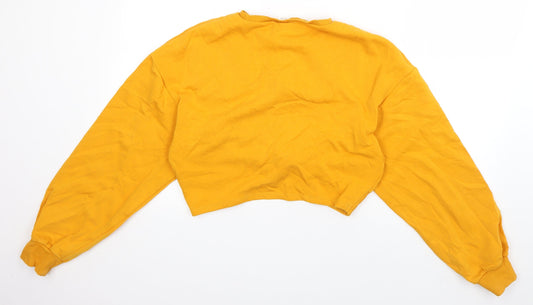 H&M Womens Orange  Cotton Pullover Sweatshirt Size M  Pullover - knot detail