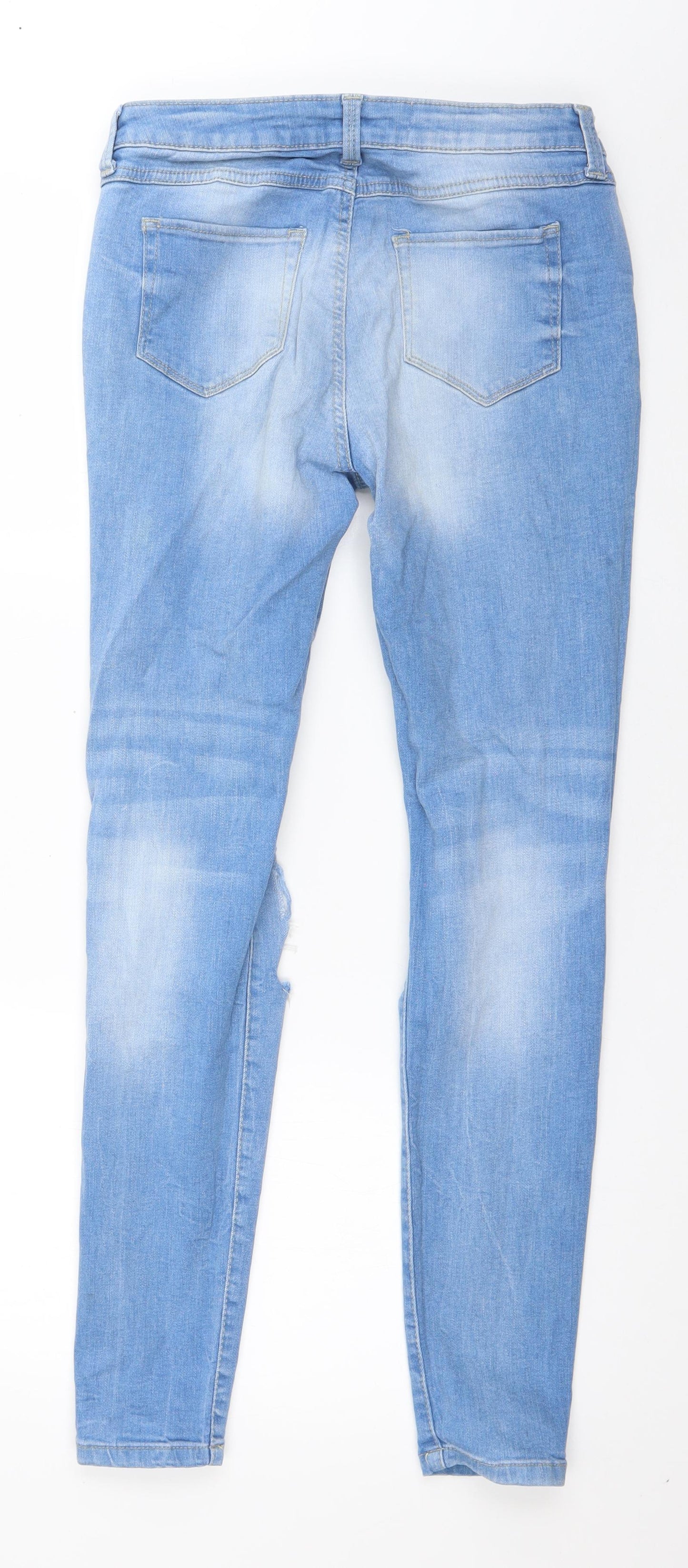 Denim & Co. Womens Blue  Cotton Skinny Jeans Size 8 L28 in Regular Button