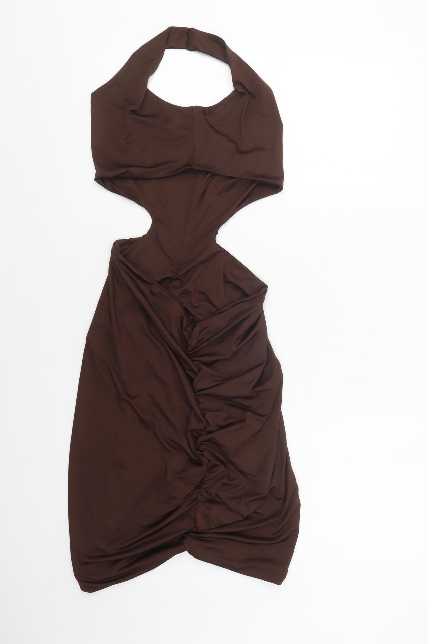 SgheIn Womens Brown  Polyester Bodycon  Size L  Halter