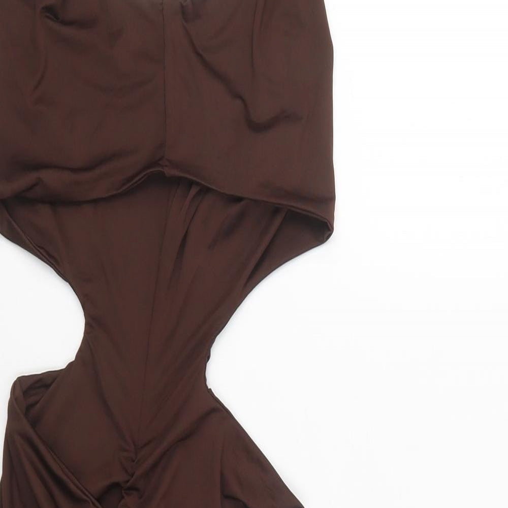 SgheIn Womens Brown  Polyester Bodycon  Size L  Halter