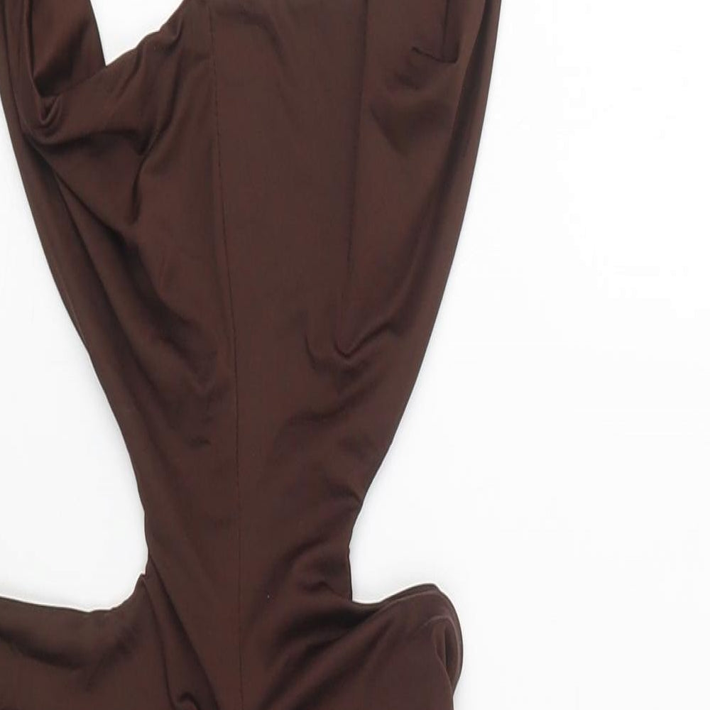SgheIn Womens Brown  Polyester Bodycon  Size L  Halter