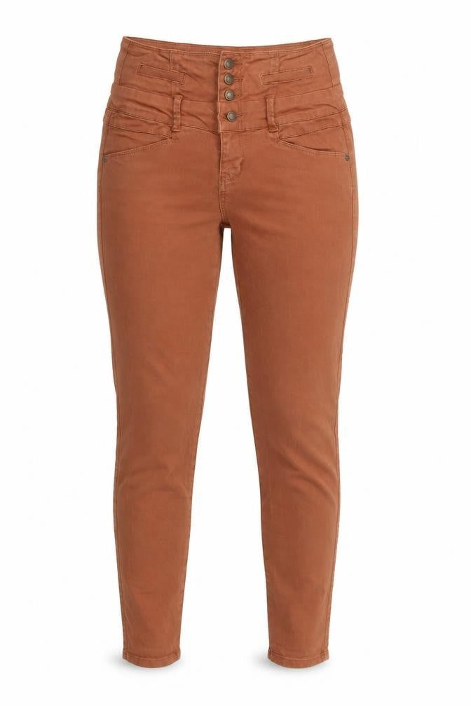 Yes Yes Womens Brown  Cotton Skinny Jeans Size 10 L32 in Regular Button
