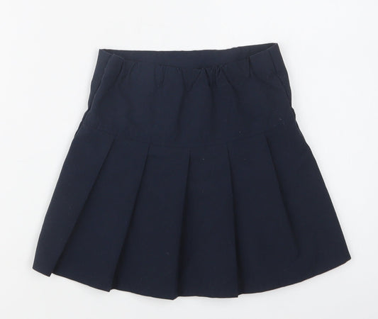 M&S Girls Blue  Polyester Pleated Skirt Size 4-5 Years  Regular  - School Wear