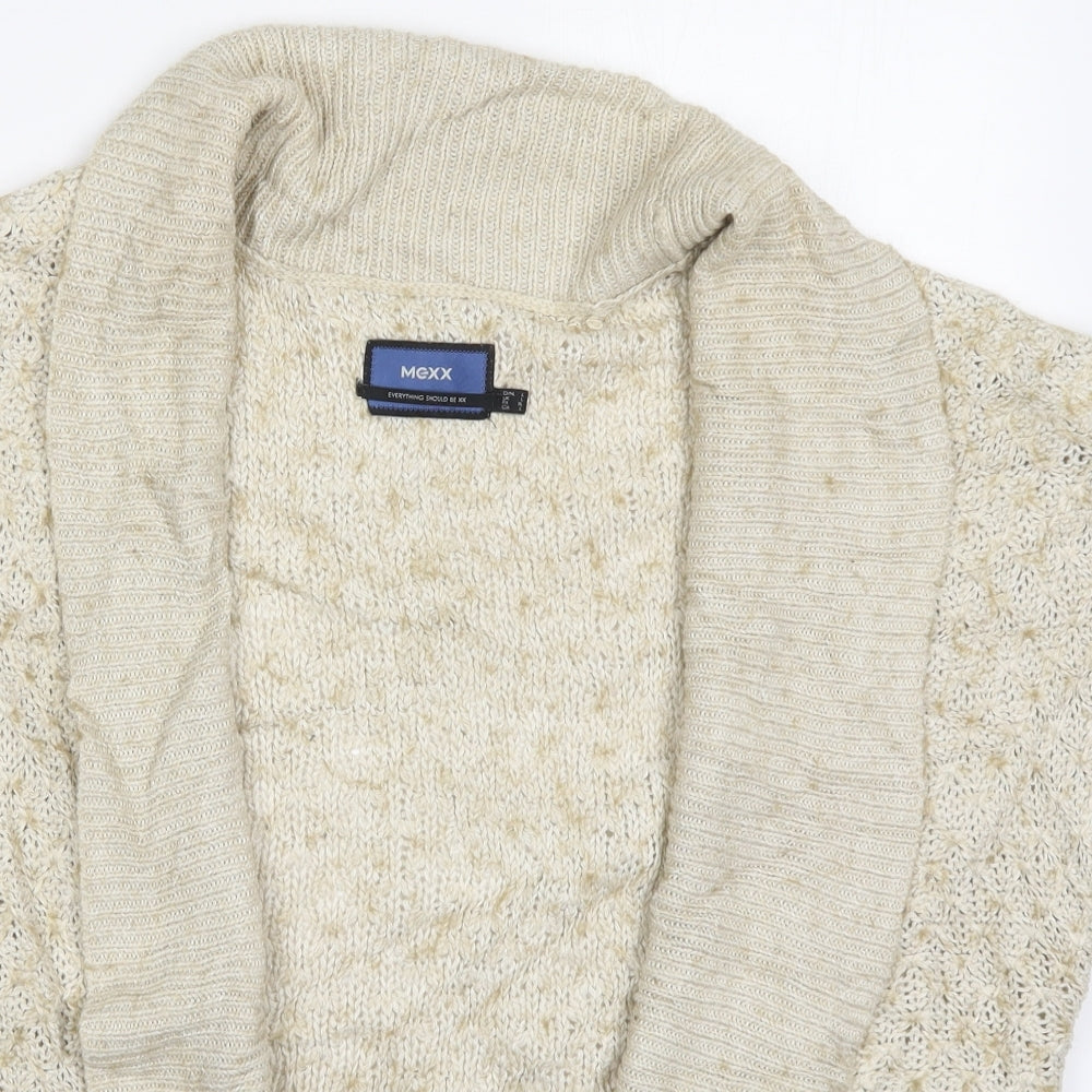 Mexx Womens Beige V-Neck  Acrylic Cardigan Jumper Size L