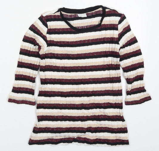 FF Girls Multicoloured Round Neck Striped Polyester Pullover Jumper Size 10-11 Years  Pullover