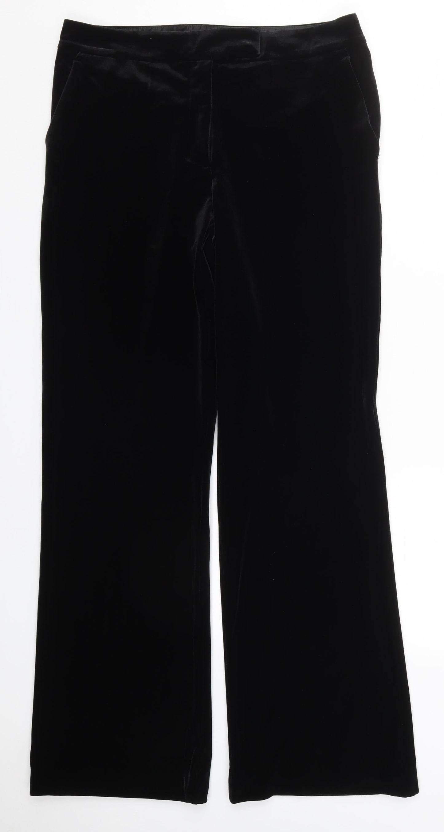 NEXT Womens Black  Polyester Trousers  Size 10 L31 in Regular Hook & Eye