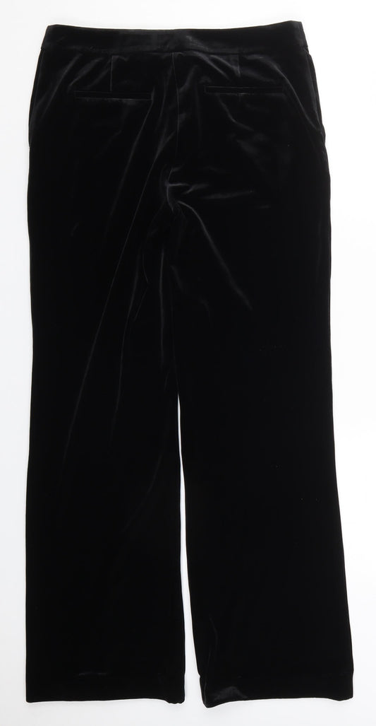 NEXT Womens Black  Polyester Trousers  Size 10 L31 in Regular Hook & Eye