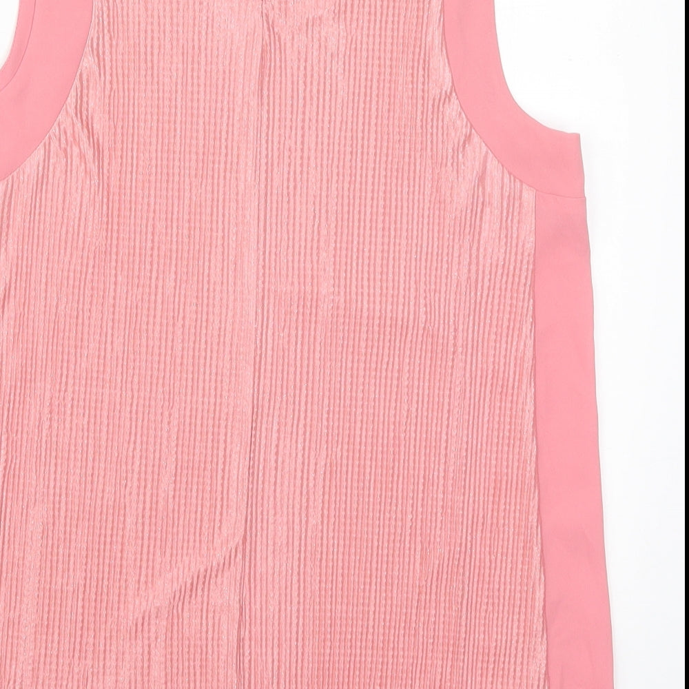 Dunnes Womens Pink  Polyester Basic Tank Size 12 Round Neck