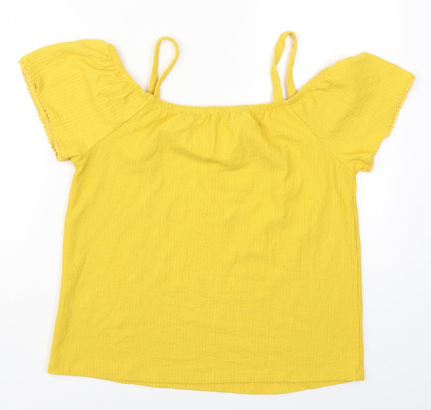 Matalan Womens Yellow  Polyester Basic T-Shirt Size 12 Round Neck