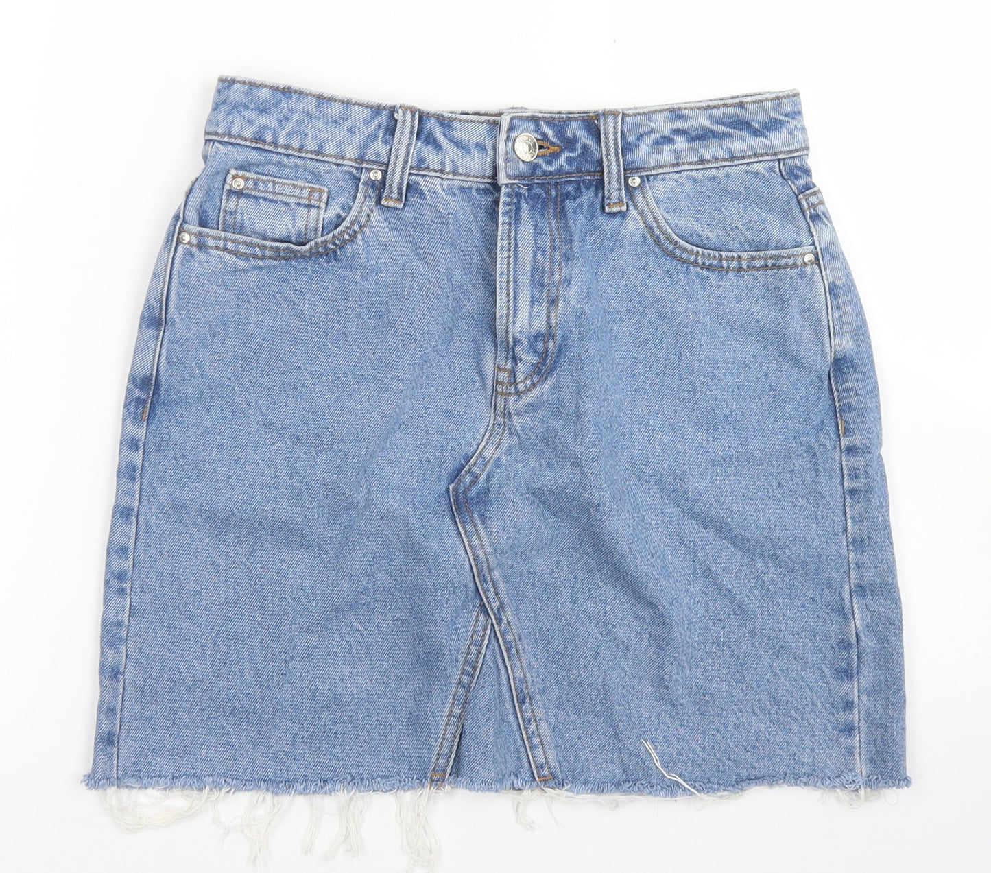 Denim Co Womens Blue  Cotton A-Line Skirt Size 6   Button