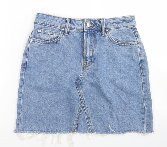 Denim Co Womens Blue  Cotton A-Line Skirt Size 6   Button