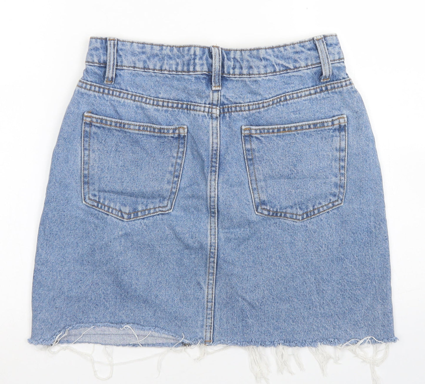 Denim Co Womens Blue  Cotton A-Line Skirt Size 6   Button