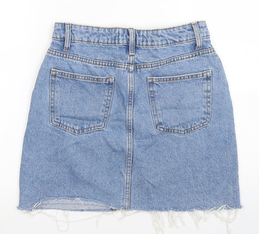 Denim Co Womens Blue  Cotton A-Line Skirt Size 6   Button