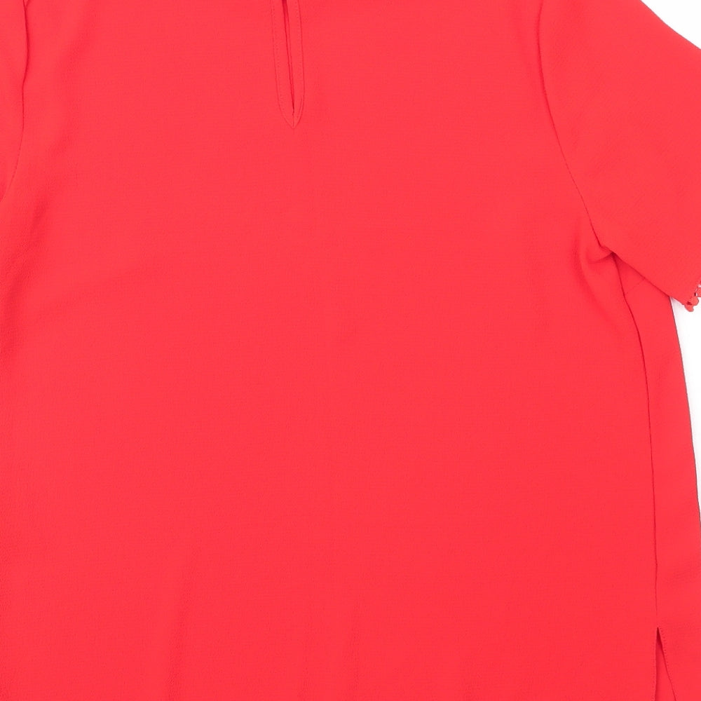 Dorothy Perkins Womens Red  Polyester Basic Blouse Size 12 Round Neck