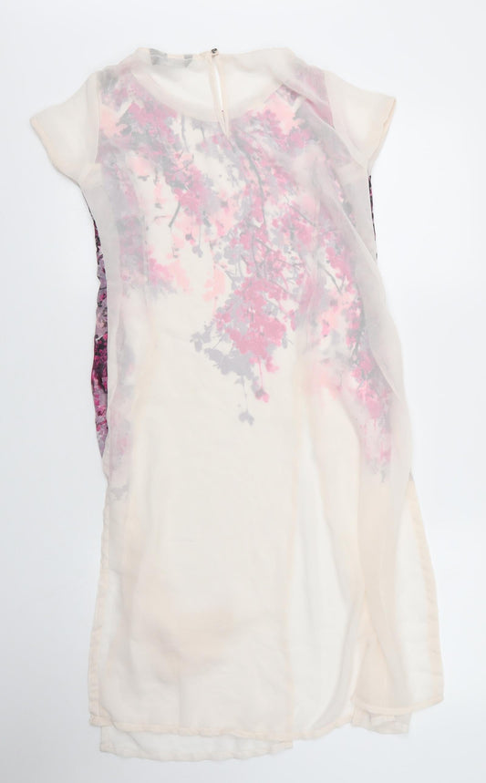 Melange Womens Beige Floral Polyester Shift  Size M  Round Neck